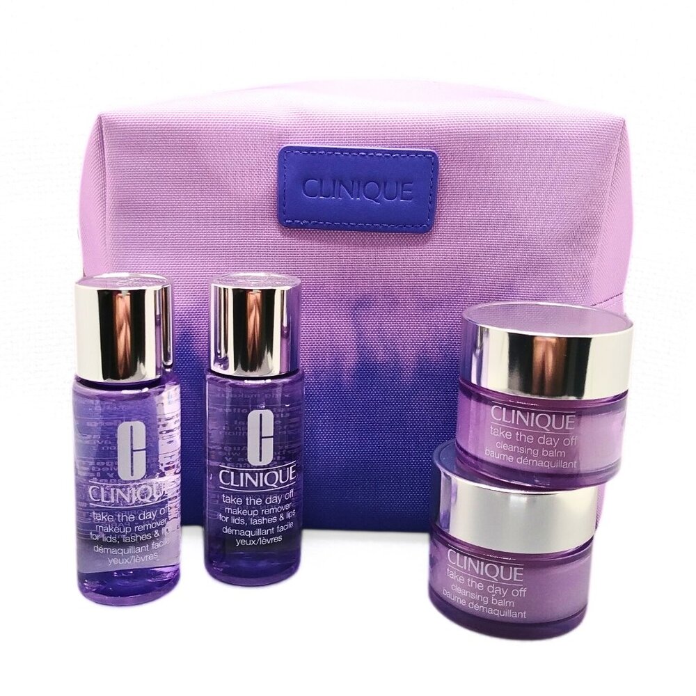 CLINIQUE Take The Day Off Makeup Remover Bundle with Purple Ombre Bag